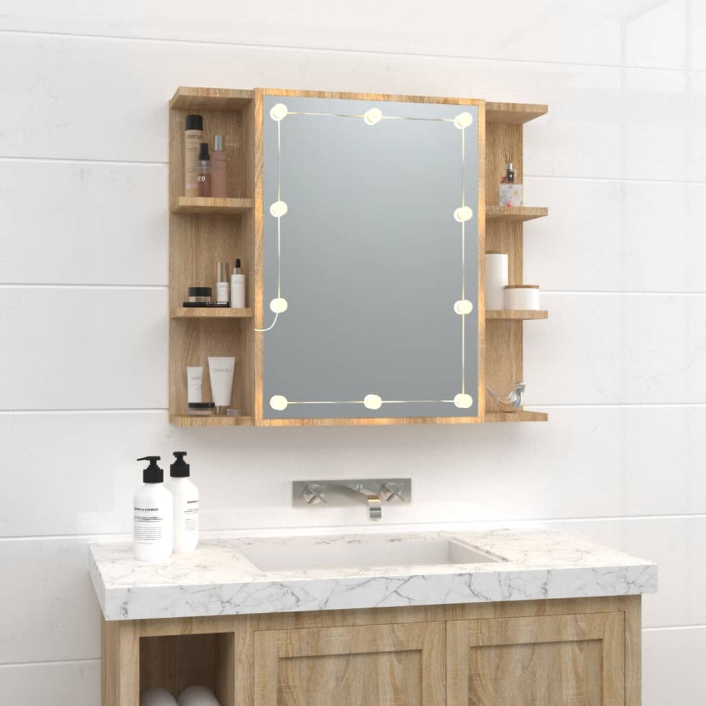 Armoire à miroir avec LED Chêne sonoma 70x16,5x60 cm