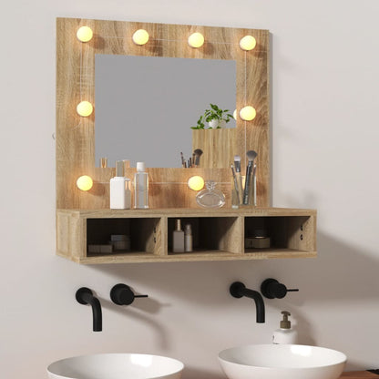 Armoire de miroir avec LED Chêne sonoma 60x31,5x62 cm