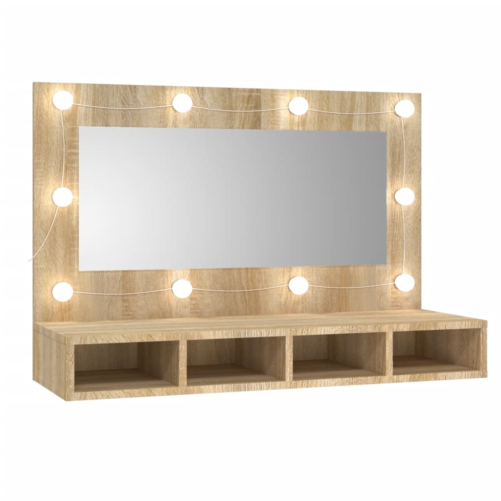 Armoire à miroir avec LED Chêne sonoma 90x31,5x62 cm