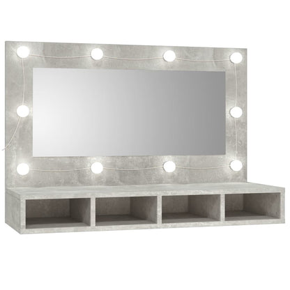 Armoire à miroir avec LED Gris béton 90x31,5x62 cm