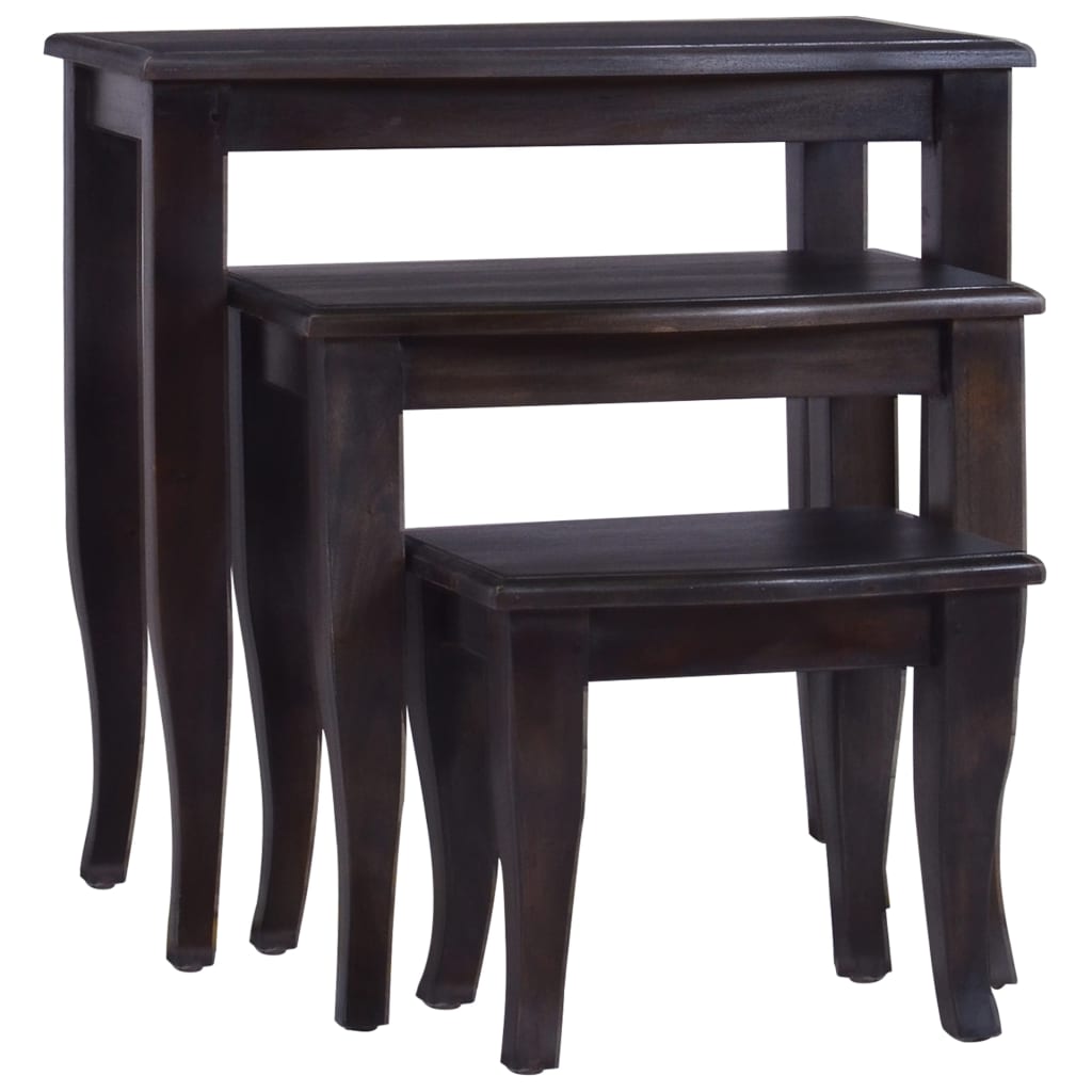 Tables d'appoint gigognes 3 pcs Noir clair Bois d'acajou