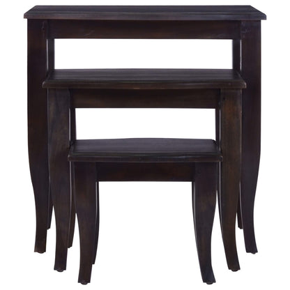 Tables d'appoint gigognes 3 pcs Noir clair Bois d'acajou