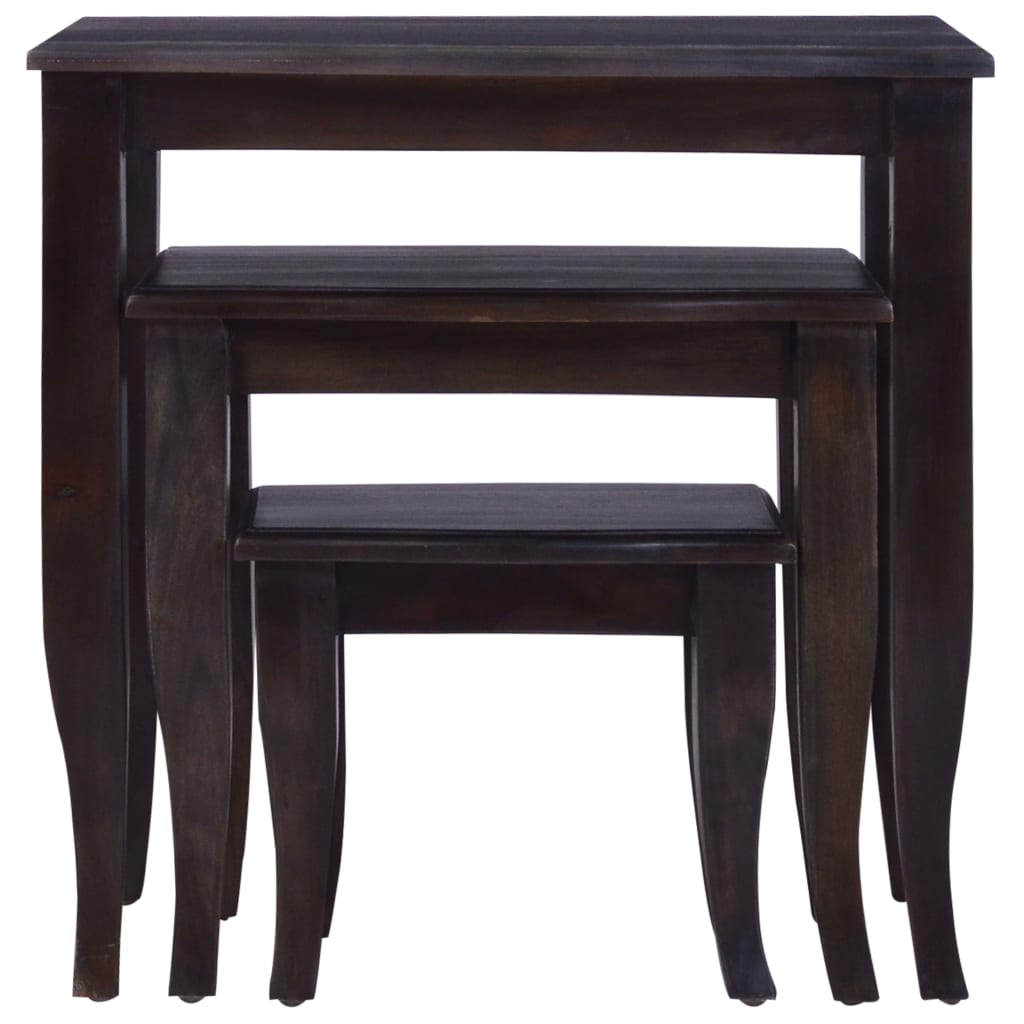 Tables d'appoint gigognes 3 pcs Noir clair Bois d'acajou