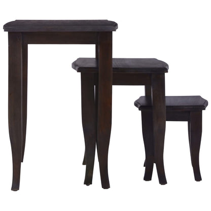 Tables d'appoint gigognes 3 pcs Noir clair Bois d'acajou