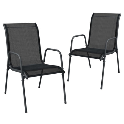 Chaises de jardin lot de 2 Acier et textilène Noir