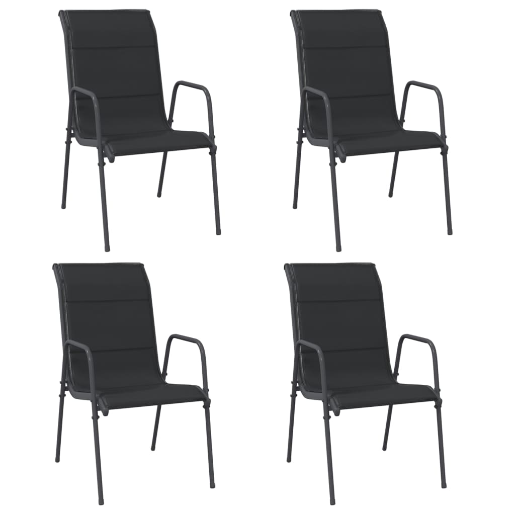 Chaises de jardin 4 pcs Acier et textilène Noir