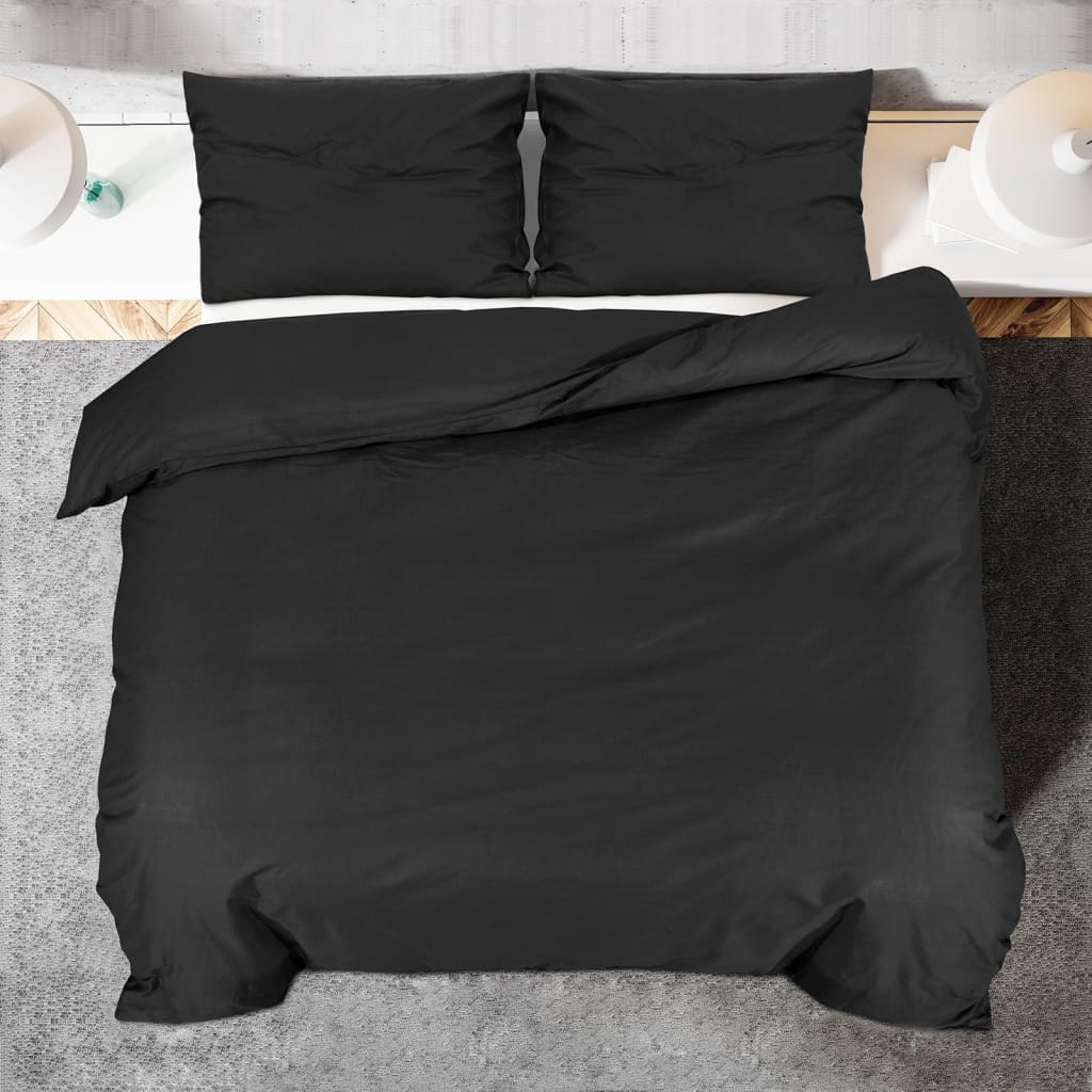 Ensemble de housse de couette Noir 260x240 cm Microfibre légère