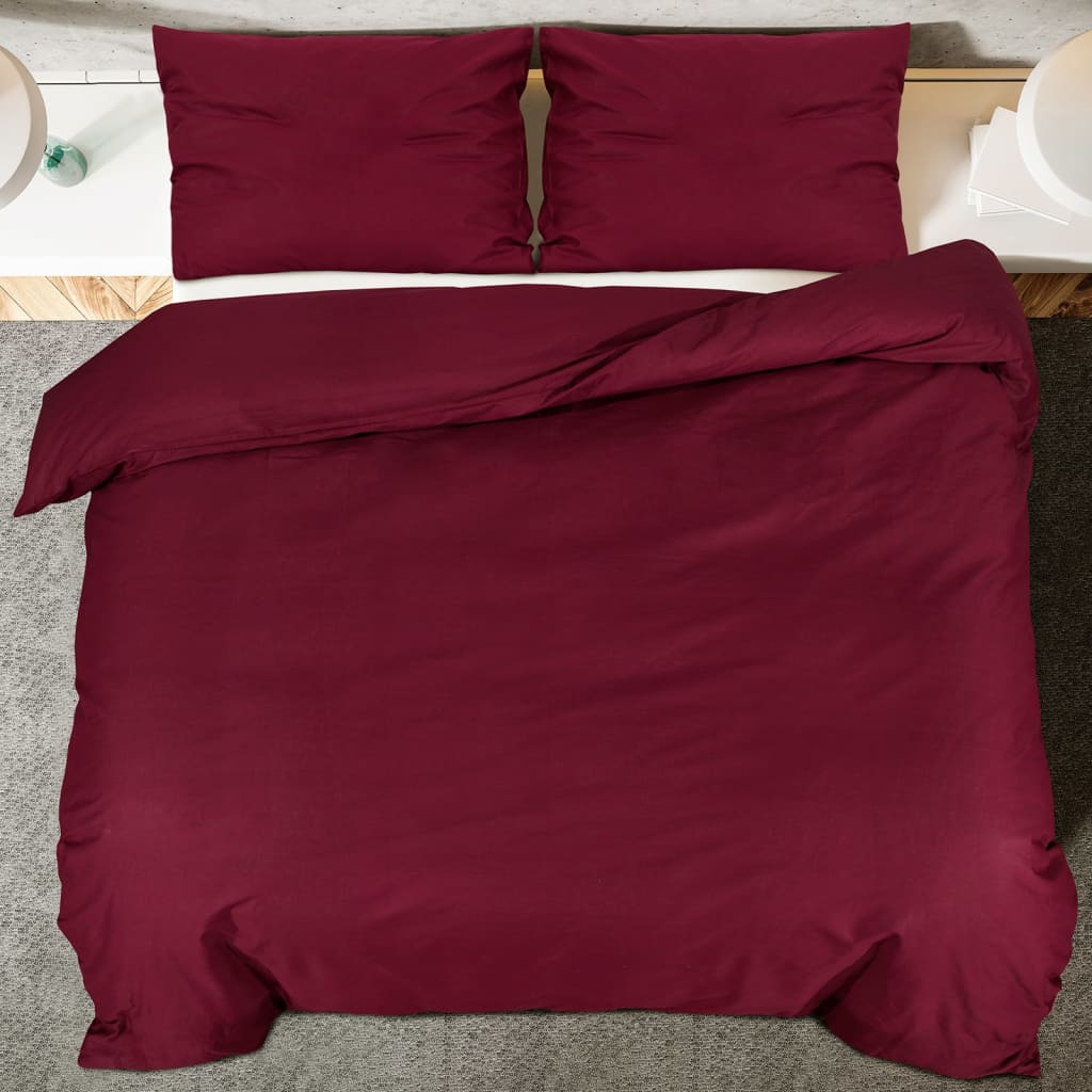 Ensemble de housse de couette Bordeaux 200x200 cm Microfibre