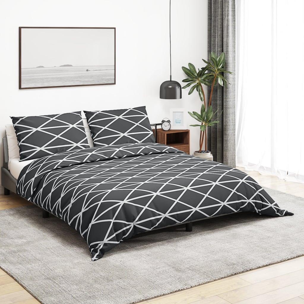 Ensemble de housse de couette Gris 140x200 cm Coton