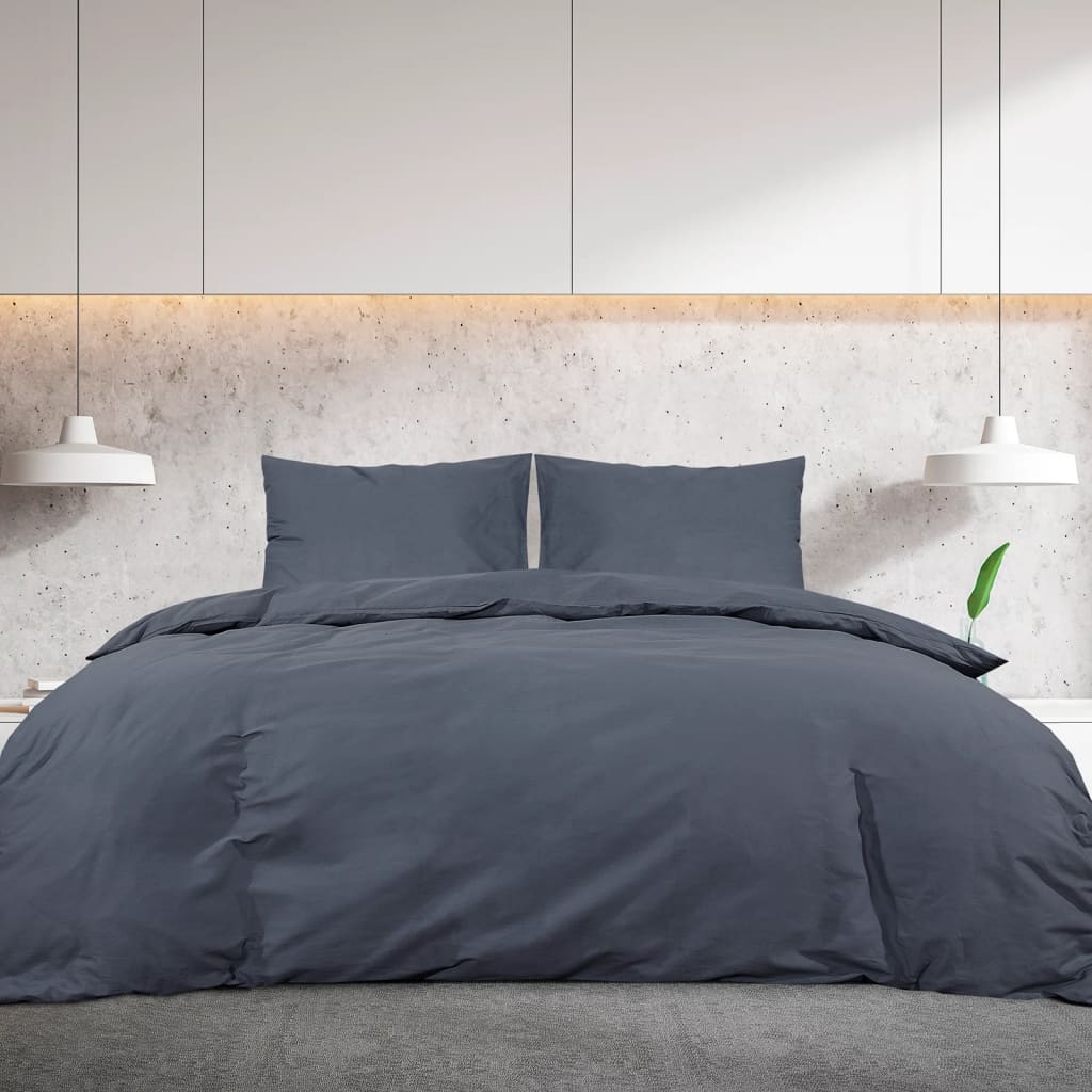 Ensemble de housse de couette Anthracite 140x200 cm Coton