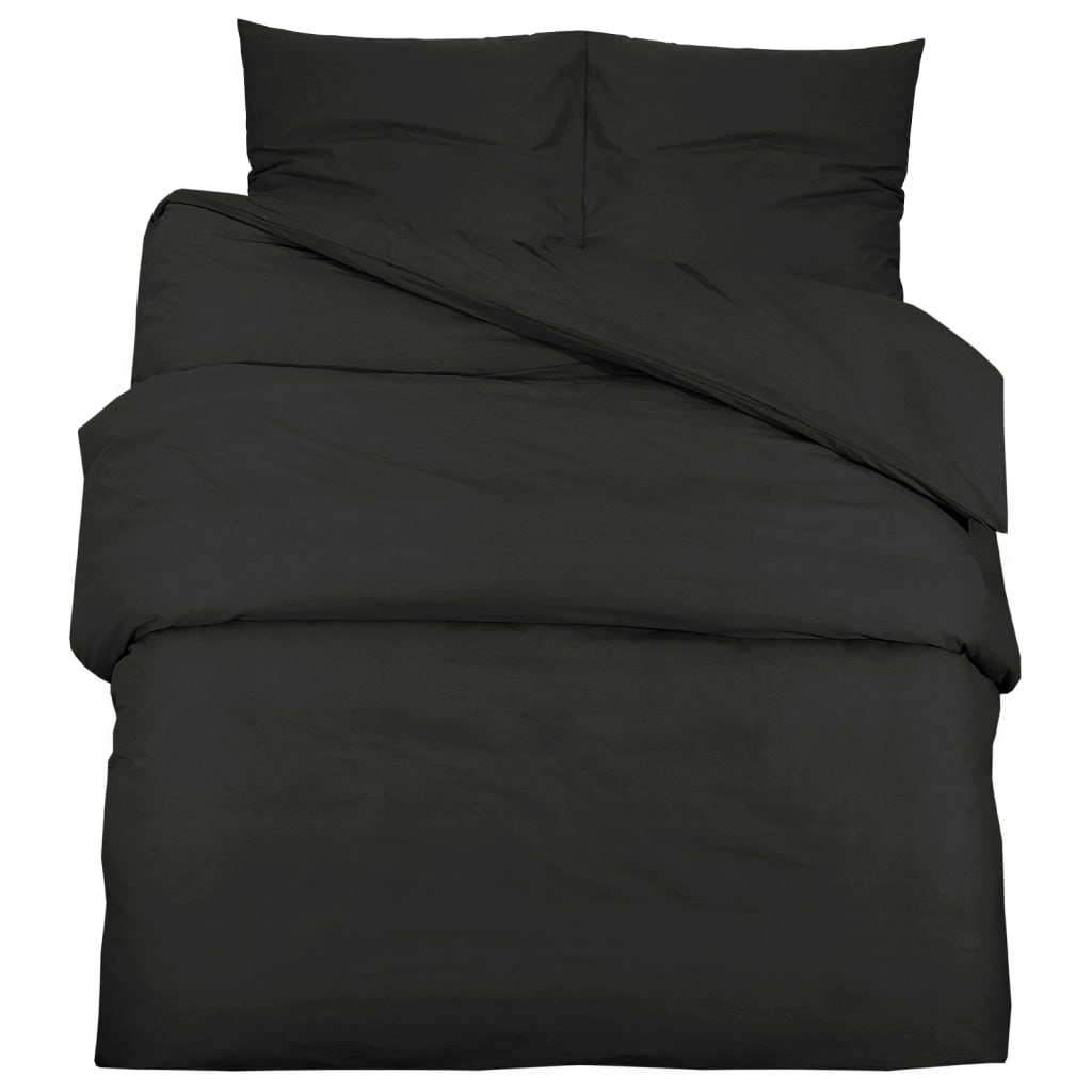 Ensemble de housse de couette Noir 240x220 cm Coton