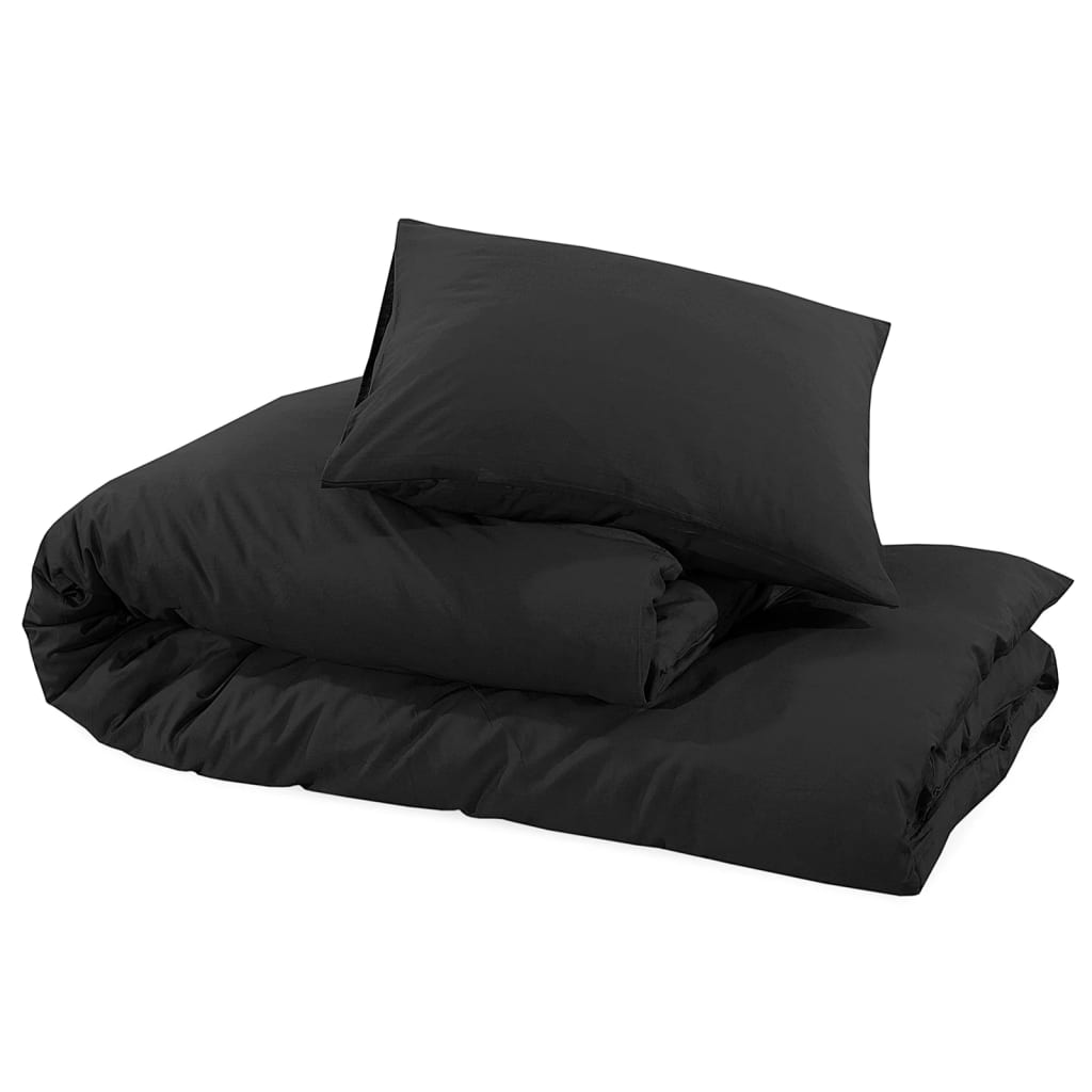 Ensemble de housse de couette Noir 240x220 cm Coton