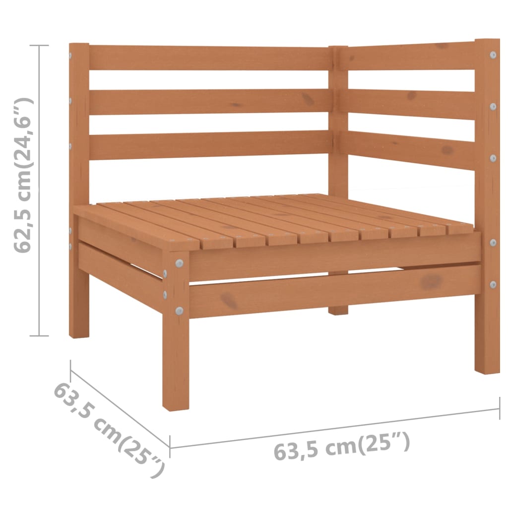 Canapé d'angle de jardin marron miel bois de pin solide