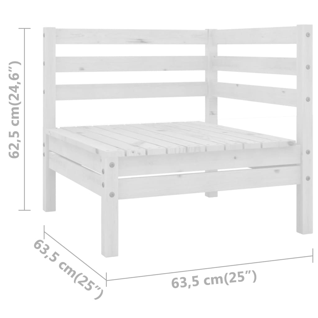 Canapés d'angle de jardin 2 pcs blanc bois de pin massif