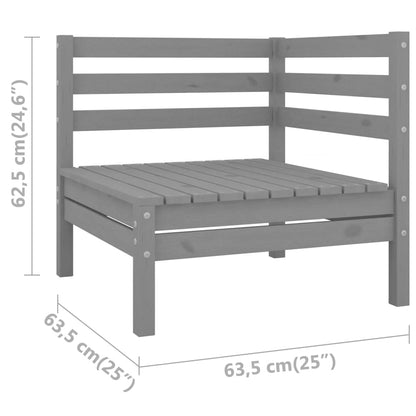 Canapés d'angle de jardin 2 pcs gris bois de pin massif