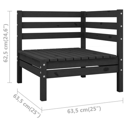 Canapés d'angle de jardin 2 pcs noir bois de pin massif