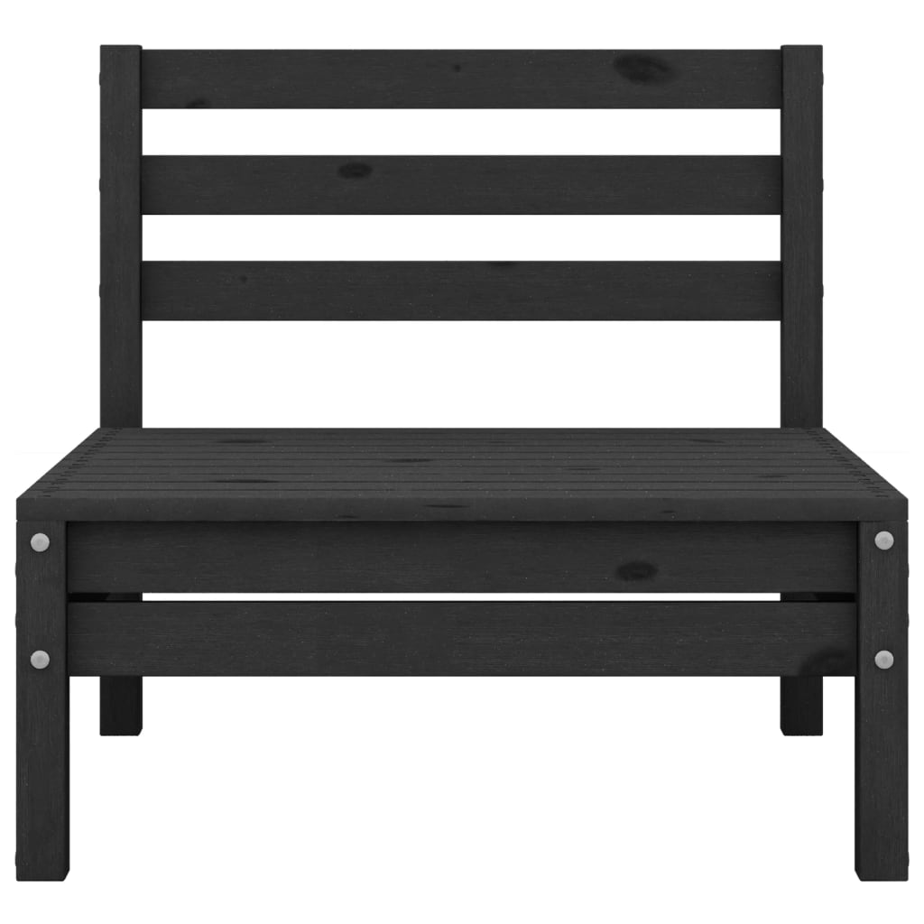 Canapés centraux de jardin 2 pcs noir bois de pin massif