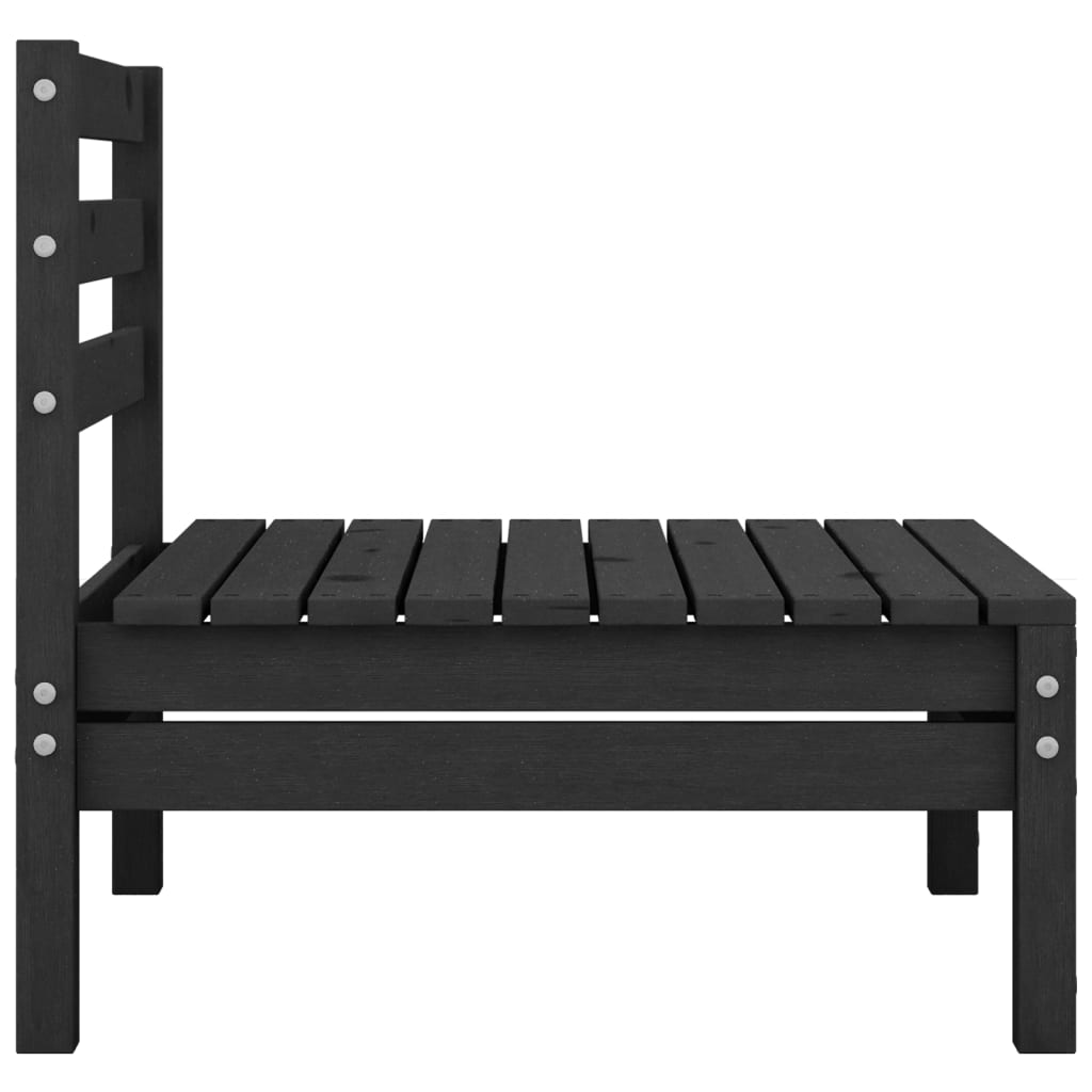 Canapés centraux de jardin 2 pcs noir bois de pin massif