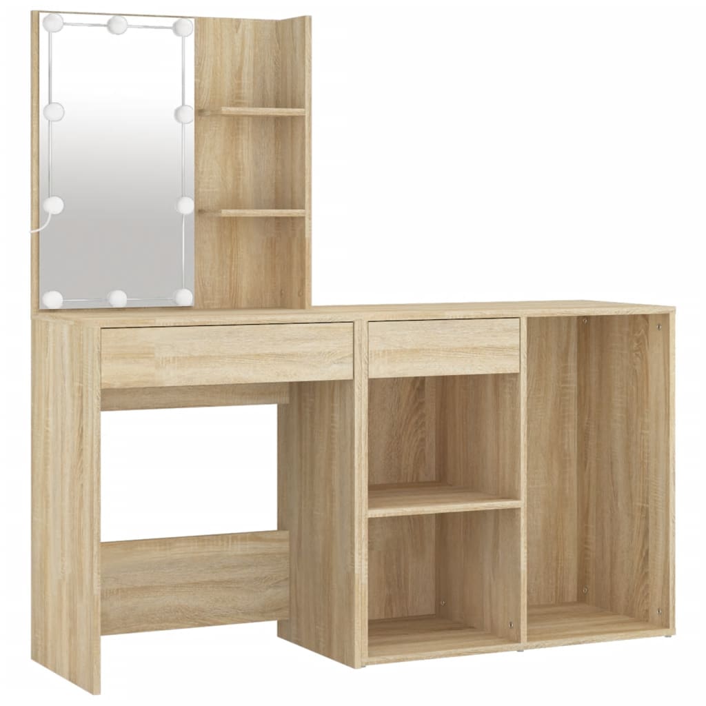 Coiffeuse à LED avec armoire Chêne sonoma Bois d'ingénierie