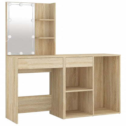 Coiffeuse à LED avec armoire Chêne sonoma Bois d'ingénierie