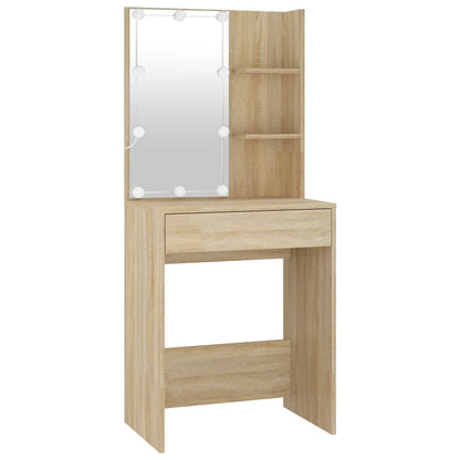 Coiffeuse à LED avec armoire Chêne sonoma Bois d'ingénierie