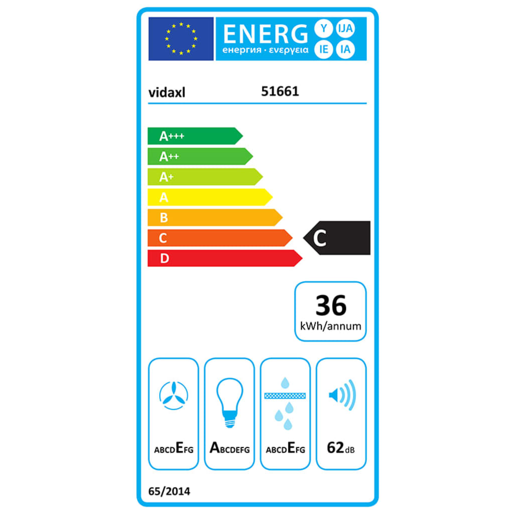 Hotte murale 60 cm Acier inoxydable et verre trempé Argenté