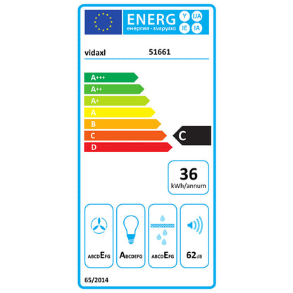 Hotte murale 60 cm Acier inoxydable et verre trempé Argenté