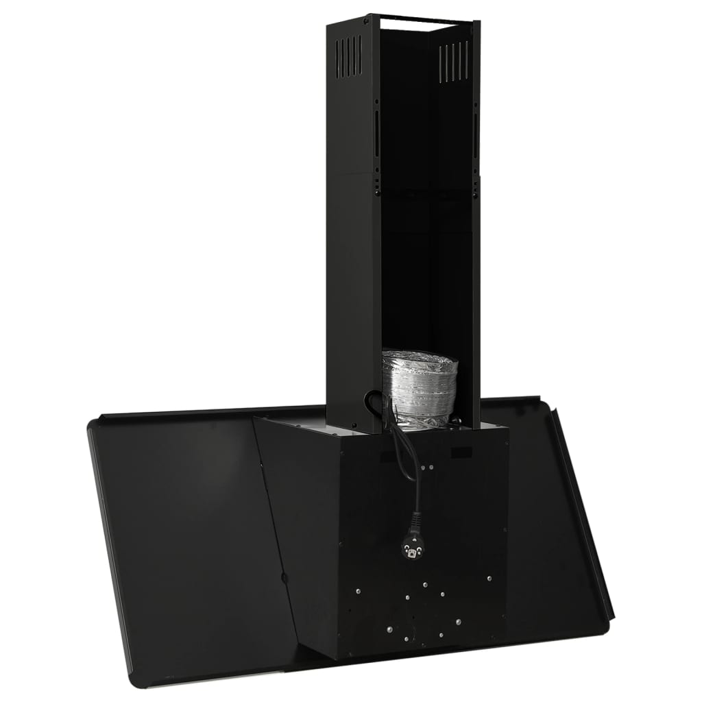 Hotte murale 90 cm Acier inoxydable et verre trempé Noir