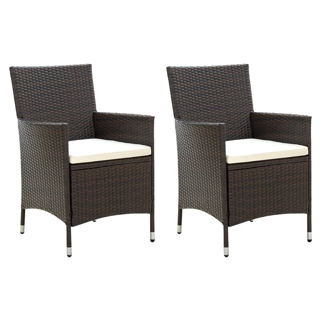 Chaises de jardin avec coussins lot de 2 Résine tressée Marron