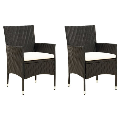 Chaises de jardin lot de 2 avec coussins Résine tressée Noir