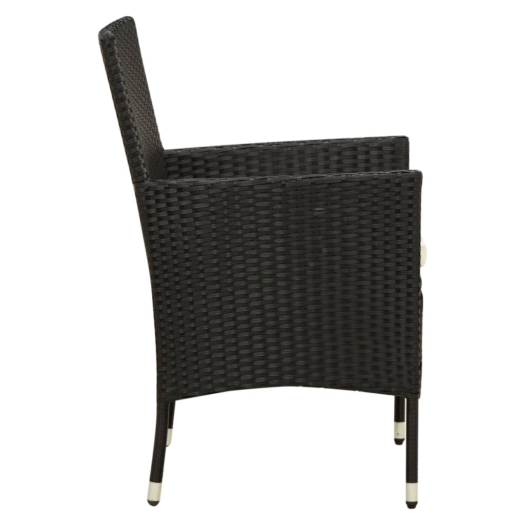 Chaises de jardin lot de 2 avec coussins Résine tressée Noir