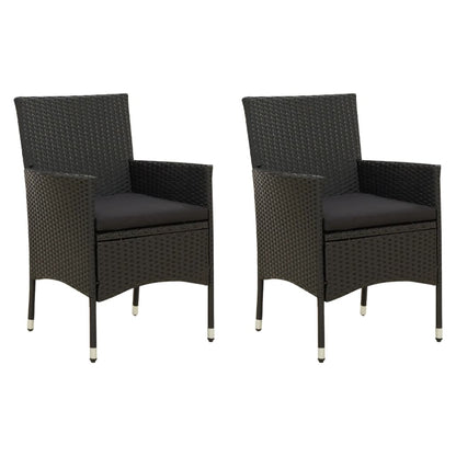 Chaises de jardin lot de 2 avec coussins Résine tressée Noir