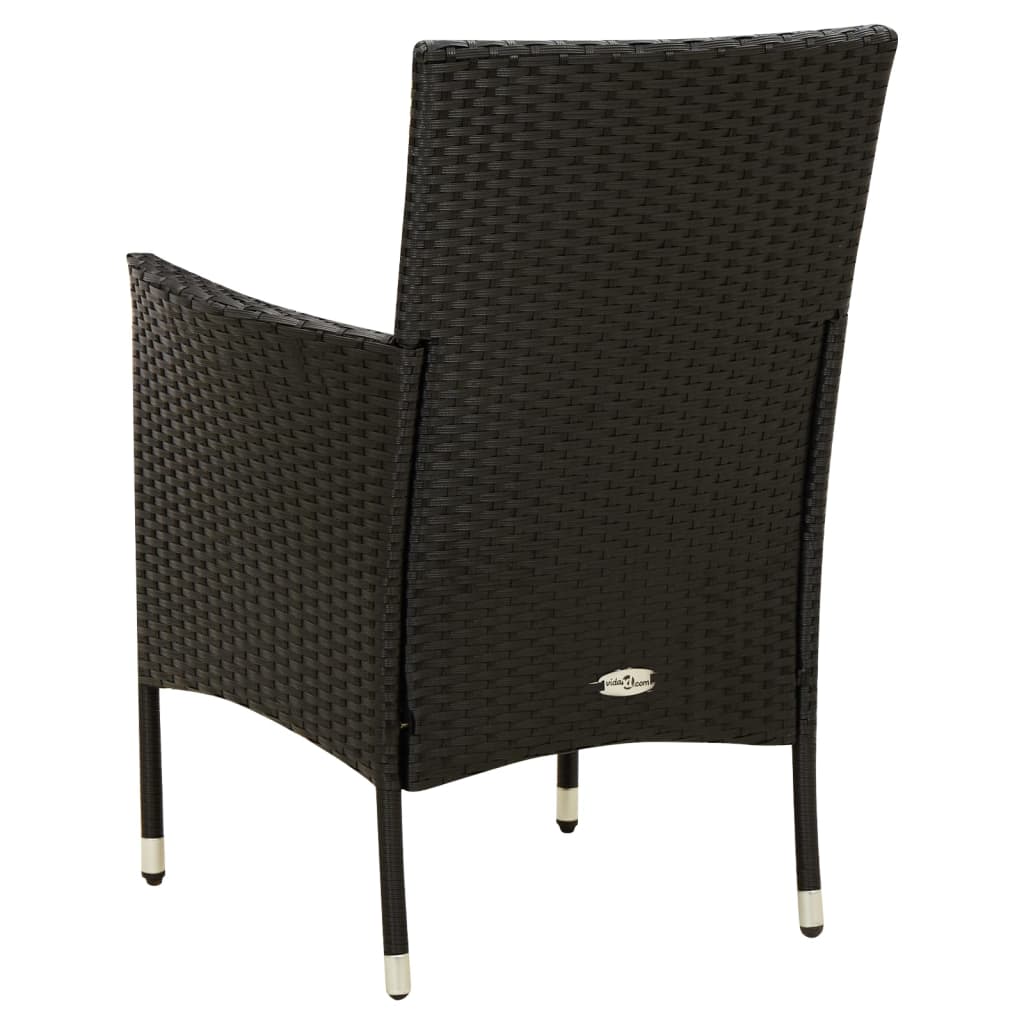 Chaises de jardin lot de 2 avec coussins Résine tressée Noir