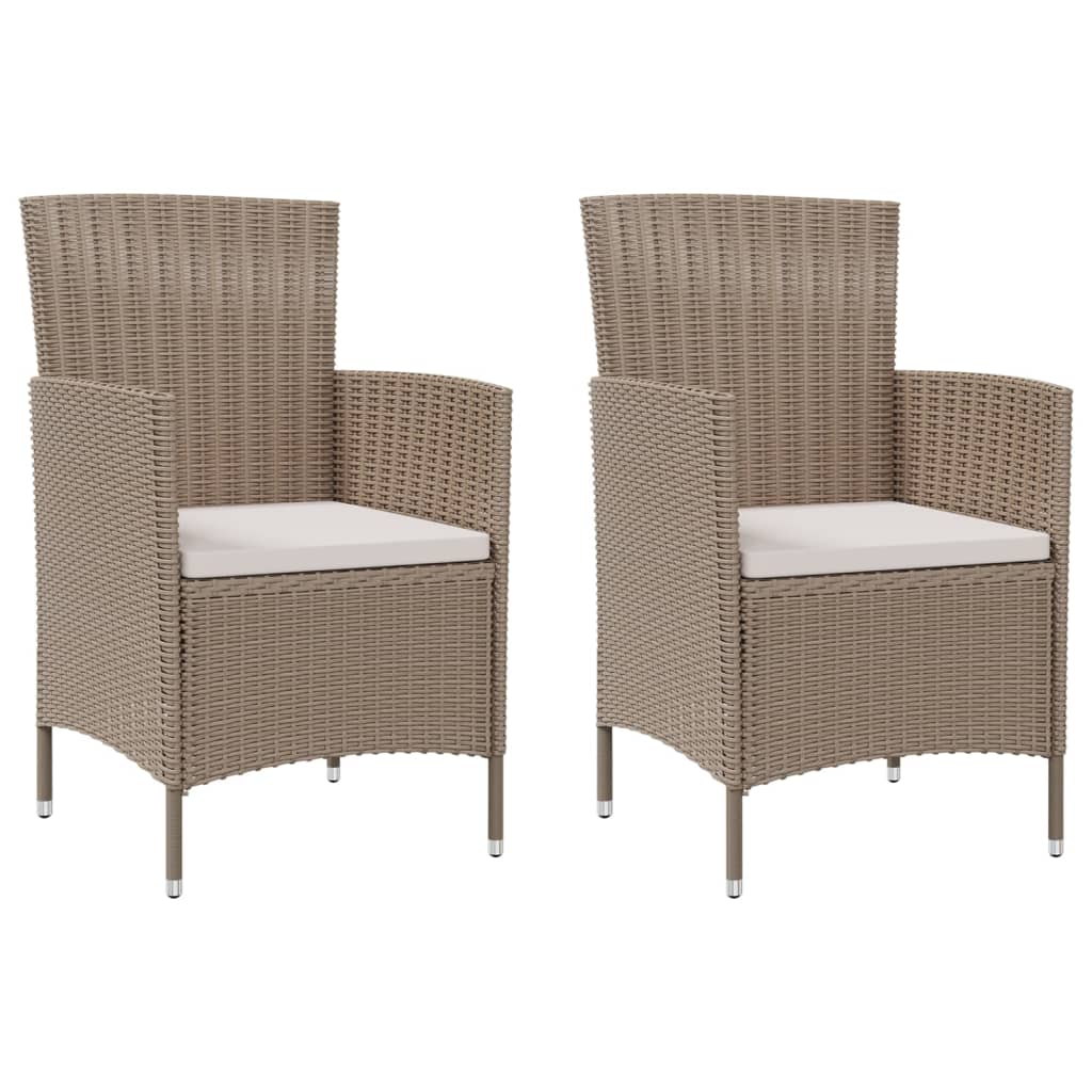 Chaises de jardin avec coussins lot de 2 Résine tressée Beige