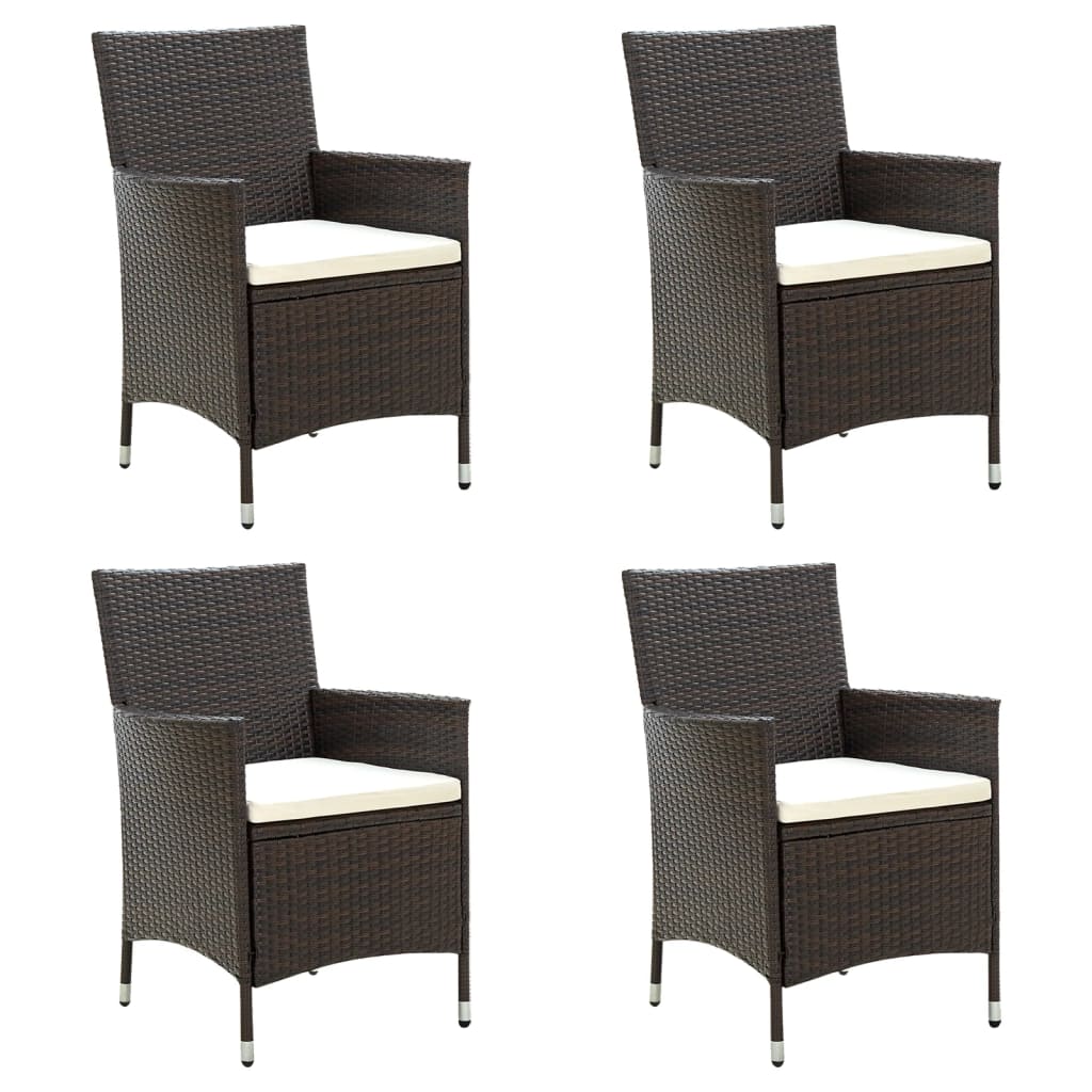 Chaises de jardin avec coussins lot de 4 Résine tressée Marron