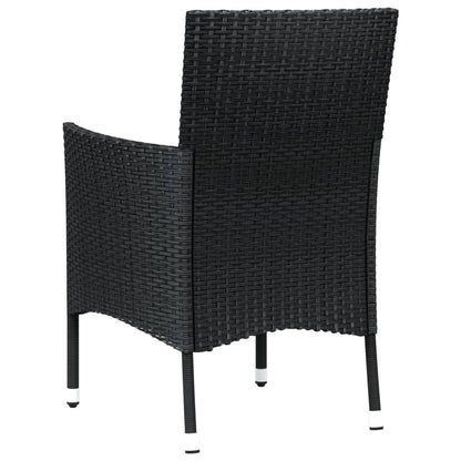 Chaises de jardin avec coussins lot de 4 Résine tressée Noir