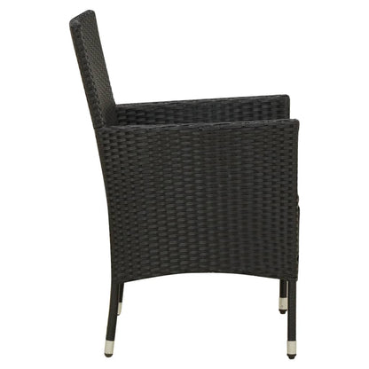 Chaises de jardin avec coussins lot de 4 Résine tressée Noir