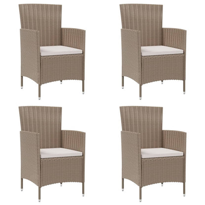 Chaises de jardin avec coussins lot de 4 Résine tressée Beige