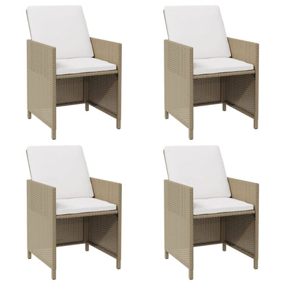 Chaises de jardin avec coussins lot de 4 Résine tressée Beige