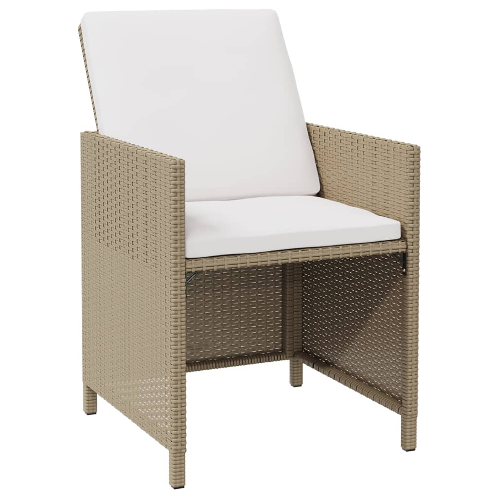 Chaises de jardin avec coussins lot de 4 Résine tressée Beige