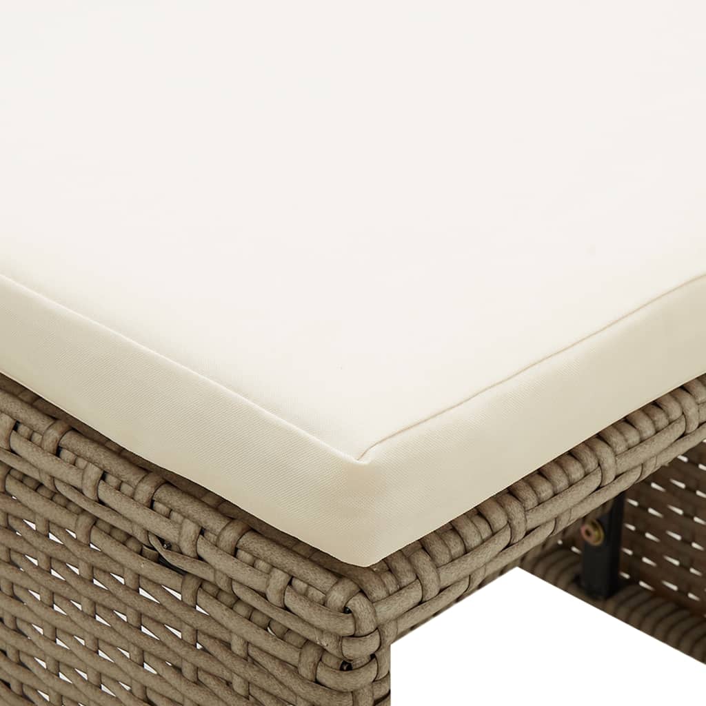 Tabourets de jardin lot de 4 avec coussins Résine tressée Beige