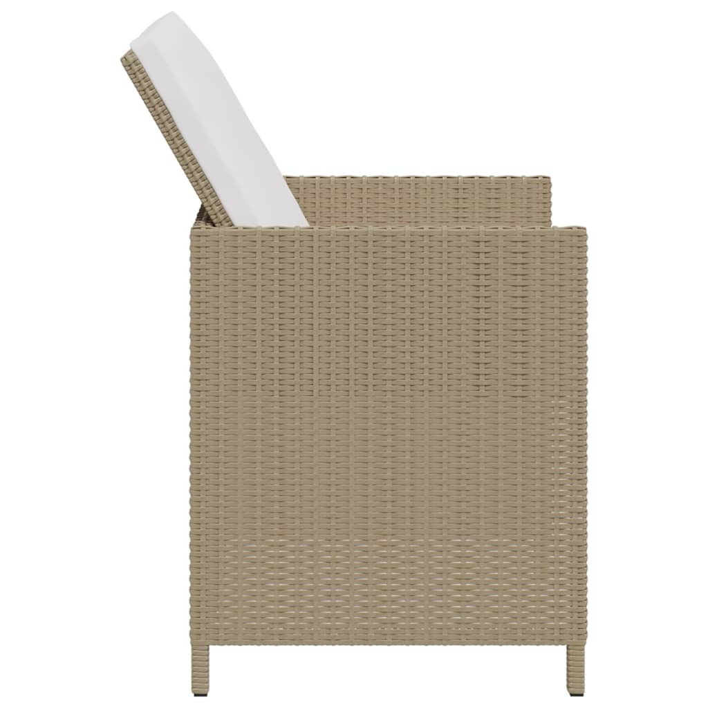 Chaises de jardin avec tabourets lot de 2 Résine tressée Beige