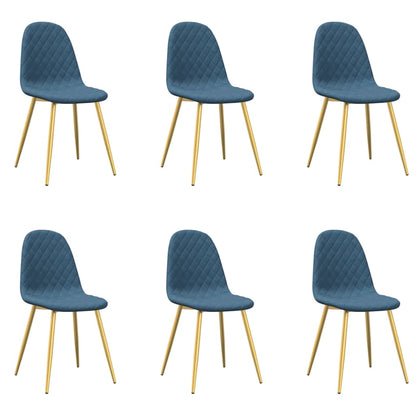 Chaises à manger lot de 6 bleu velours