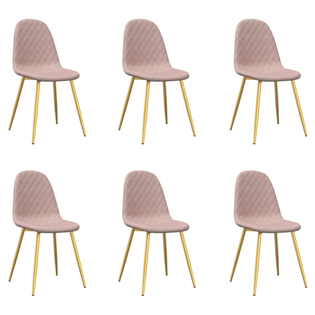 Chaises à manger lot de 6 rose velours