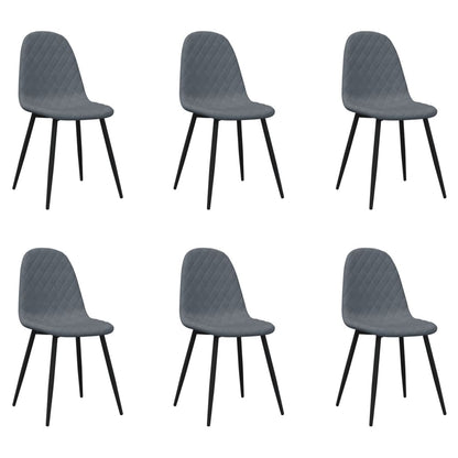 Chaises à manger lot de 6 gris foncé velours