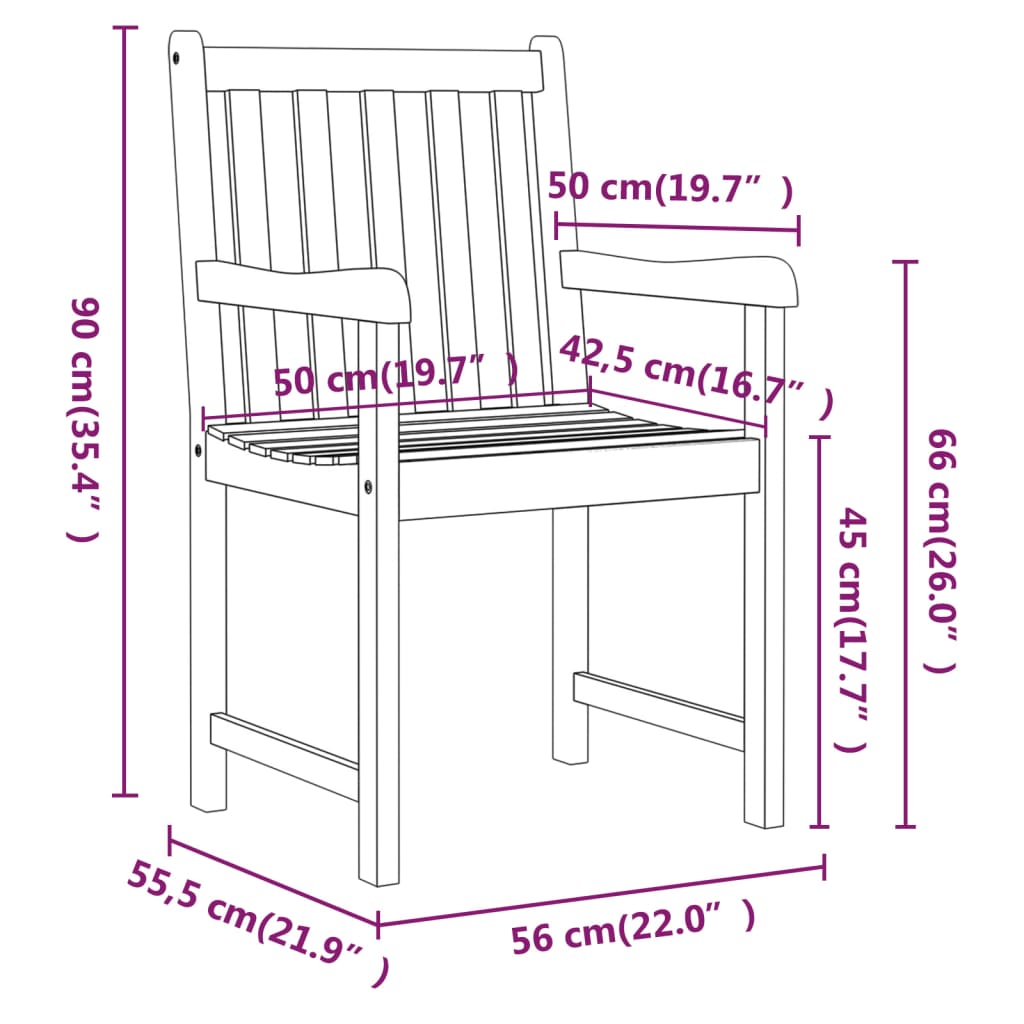 Chaises de jardin lot de 2 Bois d'acacia solide