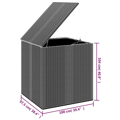 Boîte à coussins de jardin Résine tressée 100x97,5x104 cm Gris