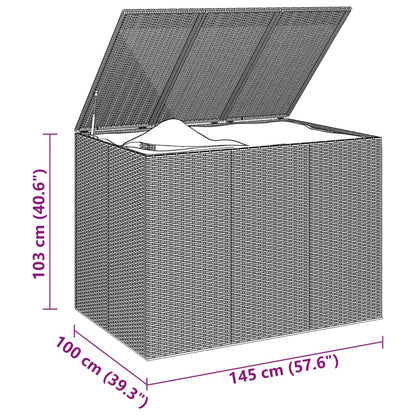 Boîte à coussins de jardin Résine tressée 145x100x103 cm Noir