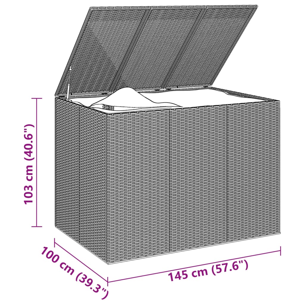 Boîte à coussins de jardin Résine tressée 145x100x103 cm Gris