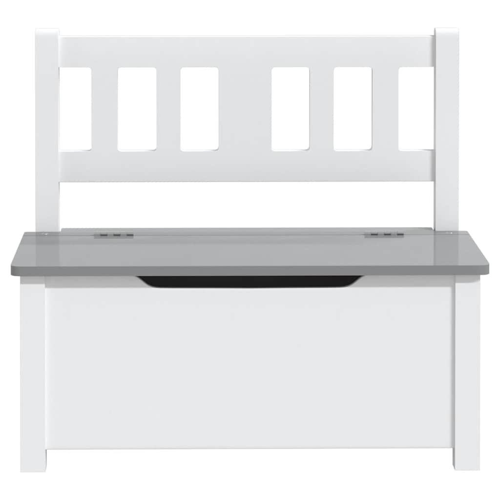 Banc de rangement pour enfants Blanc et gris 60x30x55 cm MDF